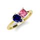 4 - Zoya Pear Shape Blue Sapphire & Princess Shape Pink Tourmaline 2 Stone Duo Ring 