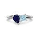 1 - Zoya Pear Shape Blue Sapphire & Princess Shape Aquamarine 2 Stone Duo Ring 