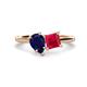 1 - Zoya Pear Shape Blue Sapphire & Princess Shape Lab Created Ruby 2 Stone Duo Ring 