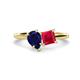 1 - Zoya Pear Shape Blue Sapphire & Princess Shape Lab Created Ruby 2 Stone Duo Ring 