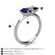 5 - Zoya Pear Shape Blue Sapphire & Princess Shape Black Diamond 2 Stone Duo Ring 