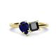 1 - Zoya Pear Shape Blue Sapphire & Princess Shape Black Diamond 2 Stone Duo Ring 