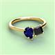 3 - Zoya Pear Shape Blue Sapphire & Princess Shape Black Diamond 2 Stone Duo Ring 