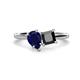 1 - Zoya Pear Shape Blue Sapphire & Princess Shape Black Diamond 2 Stone Duo Ring 