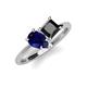 4 - Zoya Pear Shape Blue Sapphire & Princess Shape Black Diamond 2 Stone Duo Ring 