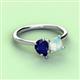 3 - Zoya Pear Shape Blue Sapphire & Princess Shape Lab Created Opal 2 Stone Duo Ring 