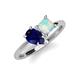 4 - Zoya Pear Shape Blue Sapphire & Princess Shape Lab Created Opal 2 Stone Duo Ring 