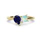 1 - Zoya Pear Shape Blue Sapphire & Princess Shape Lab Created Opal 2 Stone Duo Ring 