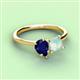 3 - Zoya Pear Shape Blue Sapphire & Princess Shape Lab Created Opal 2 Stone Duo Ring 