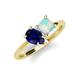 4 - Zoya Pear Shape Blue Sapphire & Princess Shape Lab Created Opal 2 Stone Duo Ring 