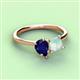 3 - Zoya Pear Shape Blue Sapphire & Princess Shape Lab Created Opal 2 Stone Duo Ring 