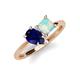 4 - Zoya Pear Shape Blue Sapphire & Princess Shape Lab Created Opal 2 Stone Duo Ring 
