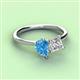 3 - Zoya Pear Shape Blue Topaz & Princess Shape Certified Diamond 2 Stone Duo Ring 