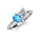 4 - Zoya Pear Shape Blue Topaz & Princess Shape Certified Diamond 2 Stone Duo Ring 