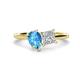 1 - Zoya Pear Shape Blue Topaz & Princess Shape Certified Diamond 2 Stone Duo Ring 