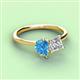 3 - Zoya Pear Shape Blue Topaz & Princess Shape Certified Diamond 2 Stone Duo Ring 