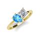 4 - Zoya Pear Shape Blue Topaz & Princess Shape Certified Diamond 2 Stone Duo Ring 