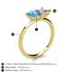 5 - Zoya Pear Shape Blue Topaz & Princess Shape Certified Diamond 2 Stone Duo Ring 