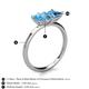 5 - Zoya Pear & Princess Shape Blue Topaz 2 Stone Duo Ring 