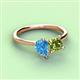 3 - Zoya Pear Shape Blue Topaz & Princess Shape Peridot 2 Stone Duo Ring 