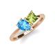 4 - Zoya Pear Shape Blue Topaz & Princess Shape Peridot 2 Stone Duo Ring 