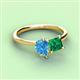 3 - Zoya Pear Shape Blue Topaz & Princess Shape Lab Created Emerald 2 Stone Duo Ring 