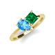 4 - Zoya Pear Shape Blue Topaz & Princess Shape Lab Created Emerald 2 Stone Duo Ring 