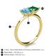 5 - Zoya Pear Shape Blue Topaz & Princess Shape Lab Created Emerald 2 Stone Duo Ring 