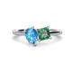1 - Zoya Pear Shape Blue Topaz & Princess Shape Lab Created Alexandrite 2 Stone Duo Ring 