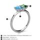 5 - Zoya Pear Shape Blue Topaz & Princess Shape Lab Created Alexandrite 2 Stone Duo Ring 