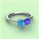3 - Zoya Pear Shape Blue Topaz & Princess Shape Tanzanite 2 Stone Duo Ring 
