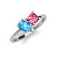 4 - Zoya Pear Shape Blue Topaz & Princess Shape Pink Tourmaline 2 Stone Duo Ring 
