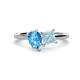 1 - Zoya Pear Shape Blue Topaz & Princess Shape Aquamarine 2 Stone Duo Ring 