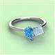 3 - Zoya Pear Shape Blue Topaz & Princess Shape Aquamarine 2 Stone Duo Ring 