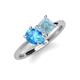 4 - Zoya Pear Shape Blue Topaz & Princess Shape Aquamarine 2 Stone Duo Ring 
