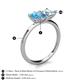 5 - Zoya Pear Shape Blue Topaz & Princess Shape Aquamarine 2 Stone Duo Ring 