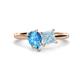 1 - Zoya Pear Shape Blue Topaz & Princess Shape Aquamarine 2 Stone Duo Ring 