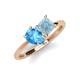 4 - Zoya Pear Shape Blue Topaz & Princess Shape Aquamarine 2 Stone Duo Ring 