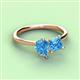 3 - Zoya Pear & Princess Shape Blue Topaz 2 Stone Duo Ring 