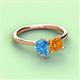 3 - Zoya Pear Shape Blue Topaz & Princess Shape Citrine 2 Stone Duo Ring 