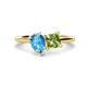 1 - Zoya Pear Shape Blue Topaz & Princess Shape Peridot 2 Stone Duo Ring 