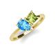 4 - Zoya Pear Shape Blue Topaz & Princess Shape Peridot 2 Stone Duo Ring 