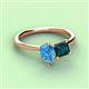 3 - Zoya Pear Shape Blue Topaz & Princess Shape London Blue Topaz 2 Stone Duo Ring 