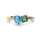 1 - Zoya Pear Shape Blue Topaz & Princess Shape Lab Created Alexandrite 2 Stone Duo Ring 