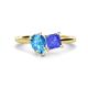 1 - Zoya Pear Shape Blue Topaz & Princess Shape Tanzanite 2 Stone Duo Ring 