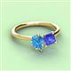 3 - Zoya Pear Shape Blue Topaz & Princess Shape Tanzanite 2 Stone Duo Ring 
