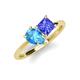 4 - Zoya Pear Shape Blue Topaz & Princess Shape Tanzanite 2 Stone Duo Ring 