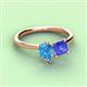 3 - Zoya Pear Shape Blue Topaz & Princess Shape Tanzanite 2 Stone Duo Ring 