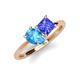 4 - Zoya Pear Shape Blue Topaz & Princess Shape Tanzanite 2 Stone Duo Ring 