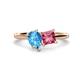 1 - Zoya Pear Shape Blue Topaz & Princess Shape Pink Tourmaline 2 Stone Duo Ring 